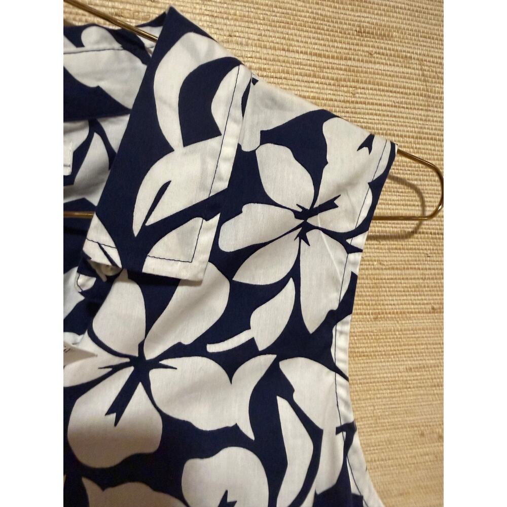 NEW NWT J. Crew Navy White Floral Sleeveless Cotton Stretch Blouse Sz MED M - Picture 4 of 10